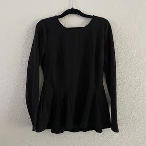 Philosophy Black Long-Sleeve Peplum Shirt, Size Petite Medium